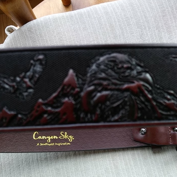 Canyon Sky Eagle Leather Honeycomb Print Belt - Picture 7 of 16